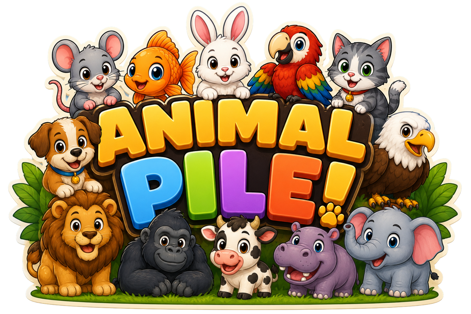 Animal Pile! logo with cartoon animals